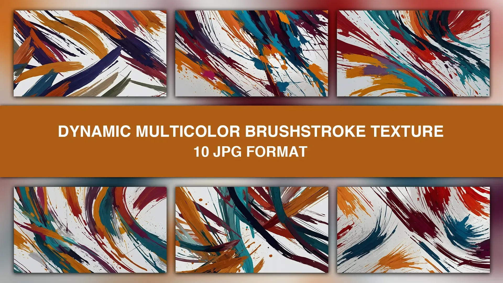 Dynamic Multicolor Brushstroke Texture Background Images Set image